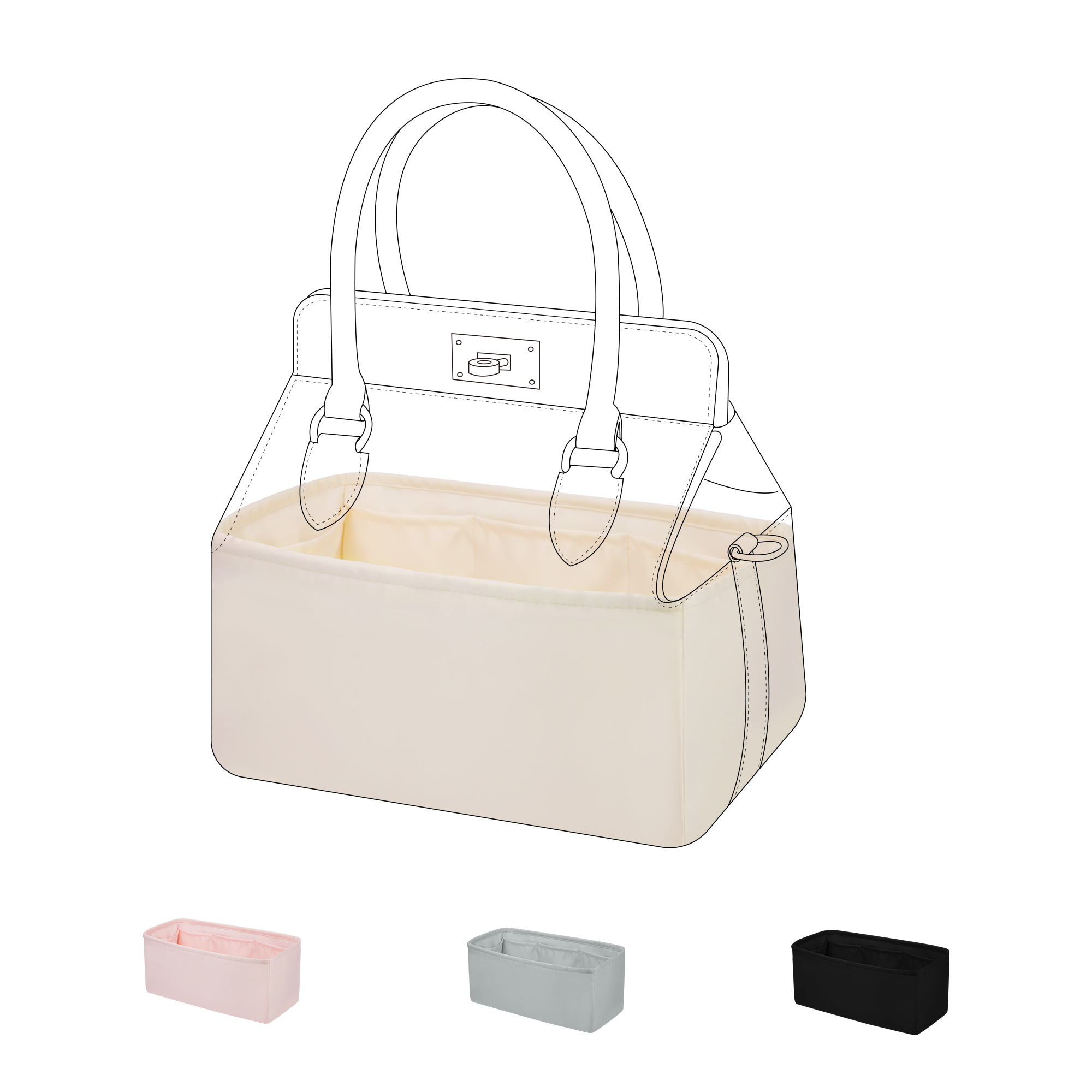 Luxury Bags Hermes - DGAZ กระเป๋าใส่ของแบบผ้าไหม เหมาะสำหรับกระเป๋าเฮอร์เมสทูลบ็อกซ์，กระเป๋าจัดระเบียบแบบเนียนเรียบ，กระเป๋าถือสุดหรูและที่จัดทรงกระเป๋า