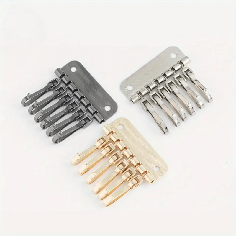 Key Holder Leather Pouch - 1PC กระเป๋าสตางค์คีย์แถว 6 ตะขอผู้ถือกุญแจฮาร์ดแวร์ Rivet Hook