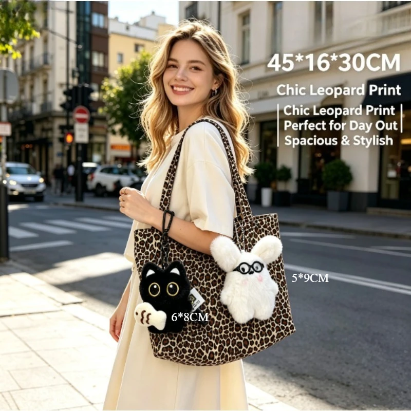 Quiet Luxury Bags Tote - กระเป๋าผ้าแคนวาสลายเสือดาว 2026 ทรงหลวม จุของได้เยอะ น้ำหนักเบา หรูหรา