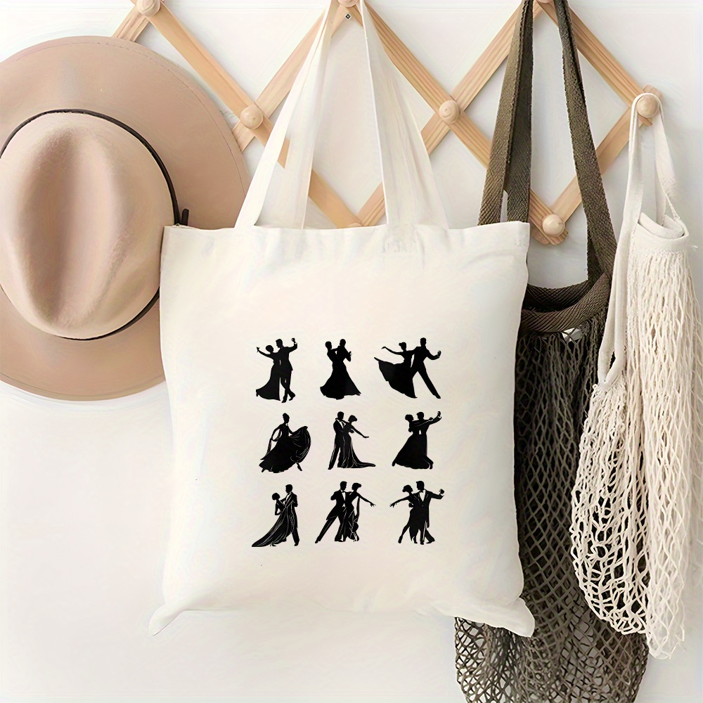 Canvas Tote Designer - กระเป๋าโท้ทลายบัลเลอรีน่าขนาดใหญ่ ความจุเยอะ เหมาะสำหรับผู้ที่ชื่นชอบบัลเลต์ ดีไซน์ลายบัลเลอรีน่าที่ดูหรูหรา ทนทาน ใช้งานได้หลายครั้ง