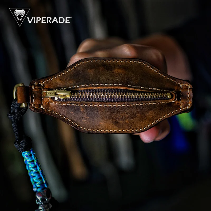 Key Holder Leather Pouch - ​ กระเป๋าสตางค์ VIPERADE PJ10 Slapjack, กระเป๋าใส่เหรียญหนังขนาดกะทัดรัดและที่ใส่กุญแจพร้อมซิปสำหรับผู้ชายสำหรับพกพาในชีวิตประจำวัน