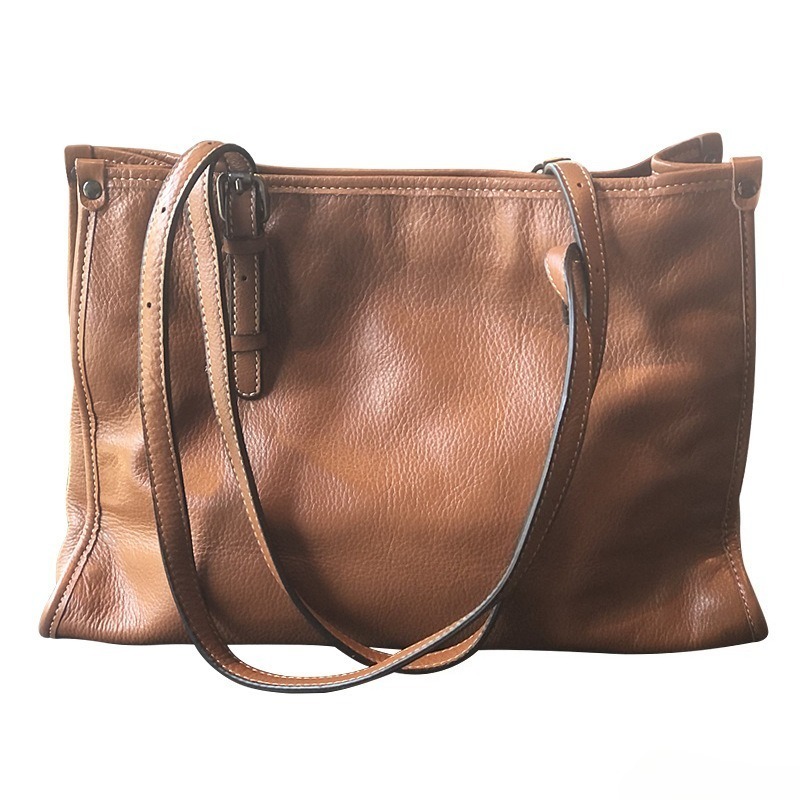 Quiet Luxury Bags Tote - กระเป๋าโท้ทหนังแท้สำหรับผู้หญิง หนังฟูลเกรน ขนาดใหญ่ เหมาะสำหรับการเดินทาง พร้อมหูหิ้วด้านบนและสายสะพายถอดได้ ไม่มีโลโก้