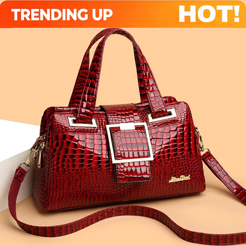 Luxury Zipper Bags - กระเป๋าถือลายจระเข้สุดหรู ดีไซน์สร้างสรรค์ ขายดี กระเป๋าสะพายข้างผู้หญิง รุ่นใหม่ วันวาเลนไทน์