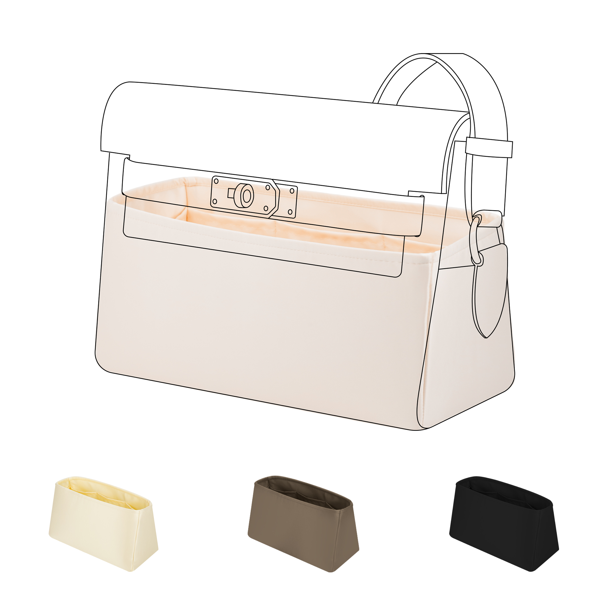 Luxury Bags Hermes - DGAZ กระเป๋าใส่ของแบบผ้าไหม เหมาะสำหรับกระเป๋าเฮอร์มีส เคลลี่ เมสเซนเจอร์ กระเป๋าจัดระเบียบแบบเนียนเรียบ