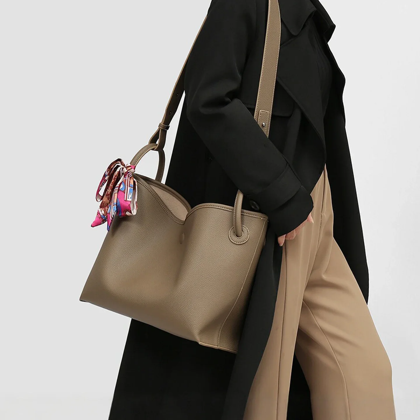 Luxury Zipper Bags - กระเป๋าถือผู้หญิงสุดหรูระดับไฮเอนด์ หนัง PU สีพื้น 2 in