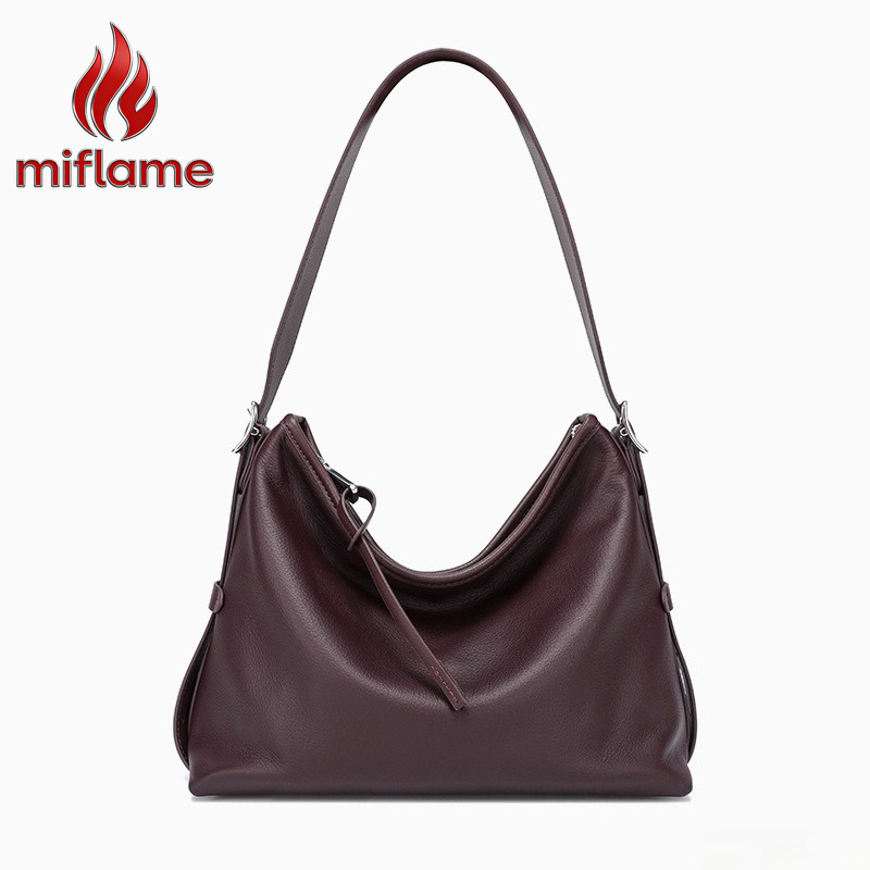 Quiet Luxury Bags Tote - กระเป๋าสะพายไหล่หนังแท้สำหรับผู้หญิง กระเป๋าถือหนังฟูลเกรนพร้อมสายสะพายถอดได้ ไม่มีโลโก้ สไตล์มินิมอล เรียบหรู