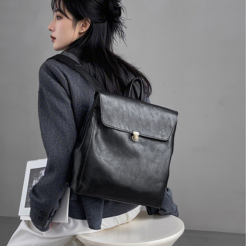 Luxury Zipper Bags - กระเป๋าเป้สะพายหลังหนังแท้แบรนด์หรูสำหรับผู้หญิง หนังวัวชั้นบนคุณภาพสูง ความจุขนาดใหญ่ กระเป๋าเป้สะพายหลังสำหรับเดินทางธุรกิจแบบลำลอง