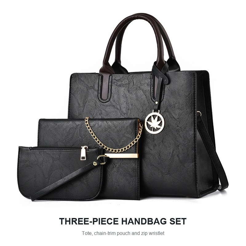 Structured Handbag Top Handle - ชุดกระเป๋าถือผู้หญิง 3 ชิ้น กระเป๋าสะพายไหล่ใบใหญ่ กระเป๋าถือแบบสะพายข้าง กระเป๋าถือทรงสวยทันสมัยพร้อมหูจับด้านบน