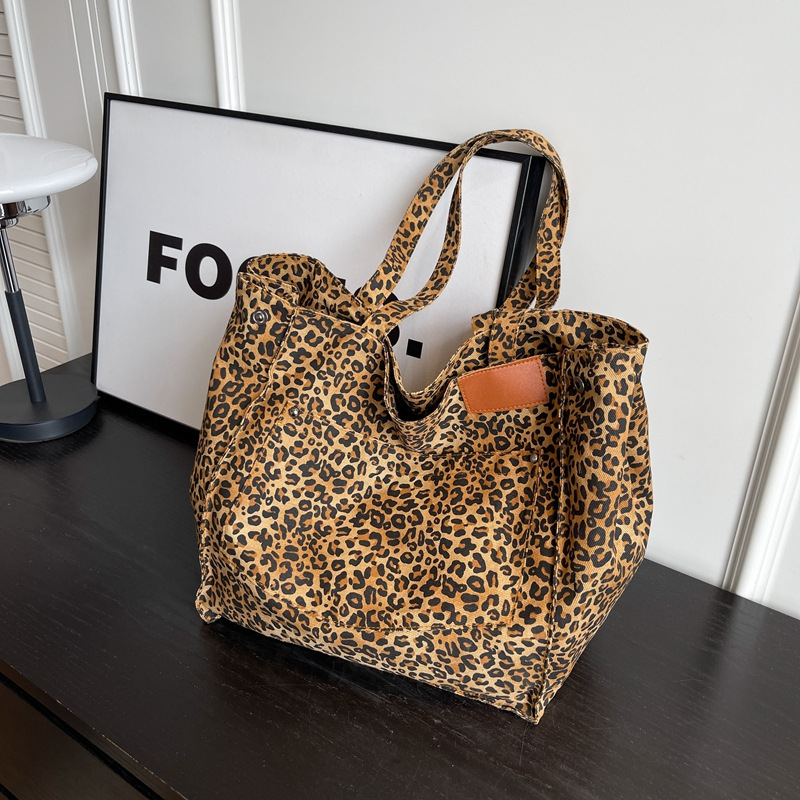 กระเป๋าถือลายเสือดาว กระเป๋าสะ - Canvas Tote Designer บทวิจารณ์และราคา