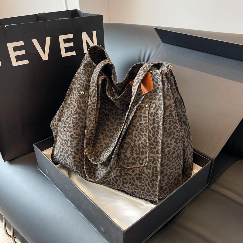 กระเป๋าถือลายเสือดาว กระเป๋าสะ - Canvas Tote Designer บทวิจารณ์และราคา