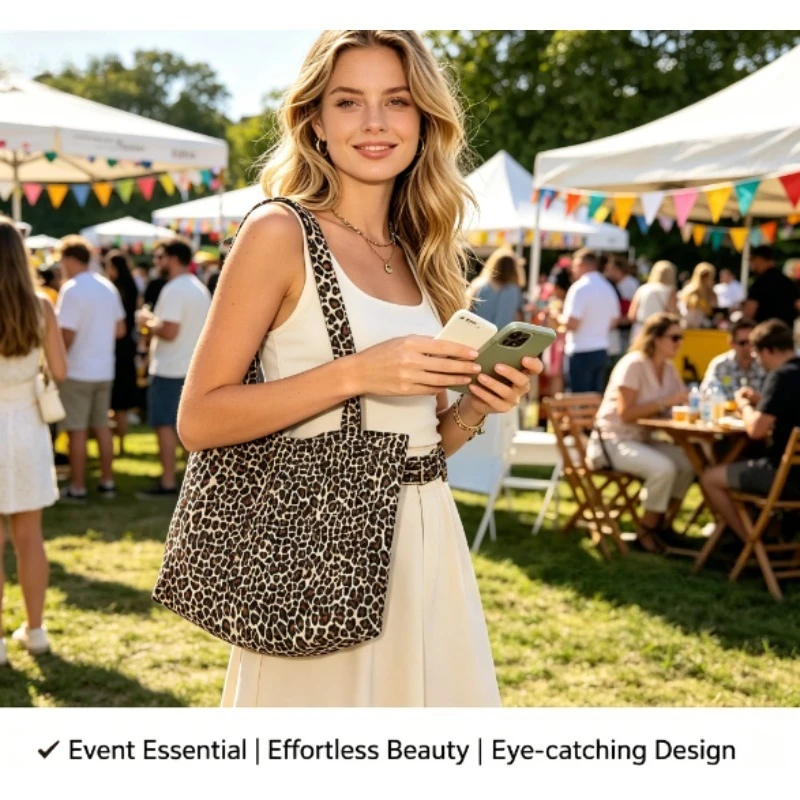 กระเป๋าผ้าแคนวาสลายเสือดาว 202 - Quiet Luxury Bags Tote บทวิจารณ์และราคา