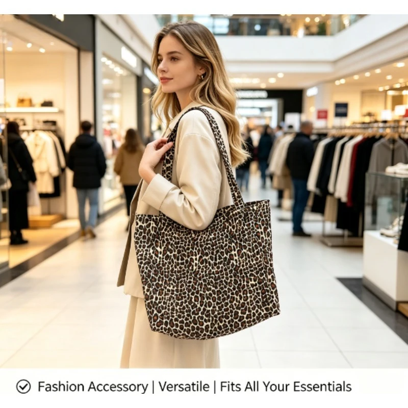 กระเป๋าผ้าแคนวาสลายเสือดาว 202 - Quiet Luxury Bags Tote บทวิจารณ์และราคา