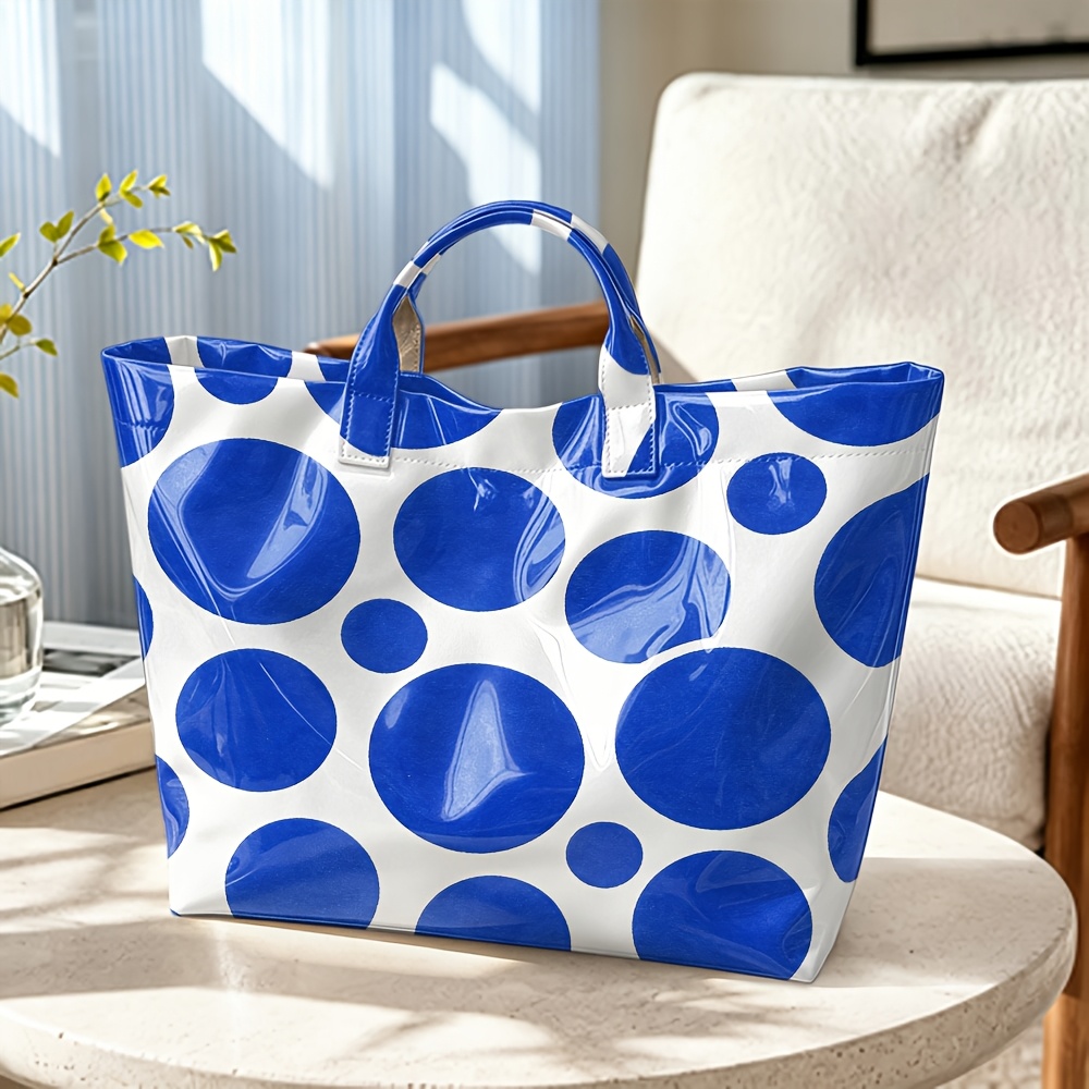 กระเป๋าถือ PVC เงางาม ลายจุดหล - Structured Handbag Top Handle บทวิจารณ์และราคา