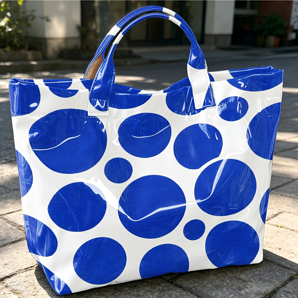 กระเป๋าถือ PVC เงางาม ลายจุดหล - Structured Handbag Top Handle บทวิจารณ์และราคา