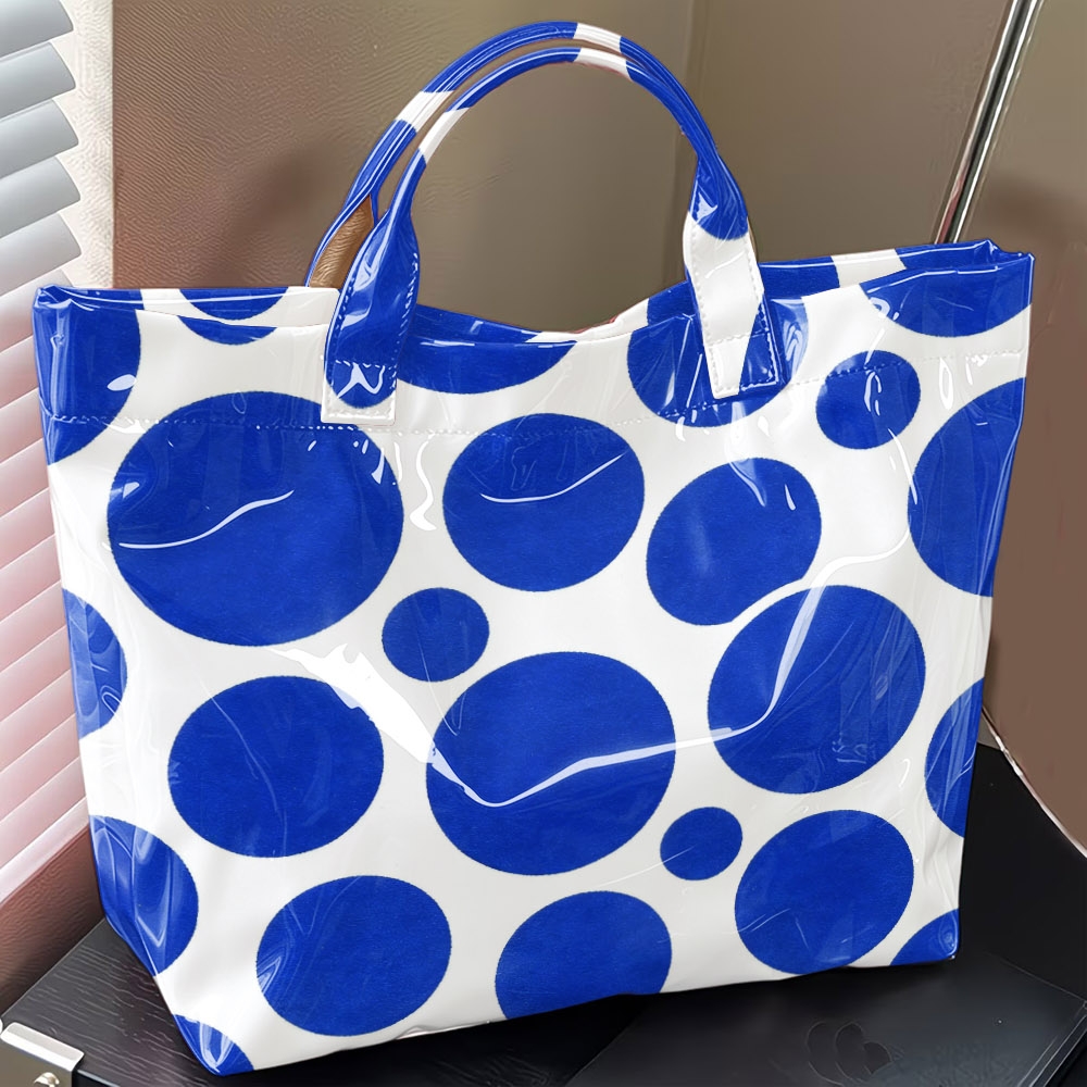 กระเป๋าถือ PVC เงางาม ลายจุดหล - Structured Handbag Top Handle บทวิจารณ์และราคา