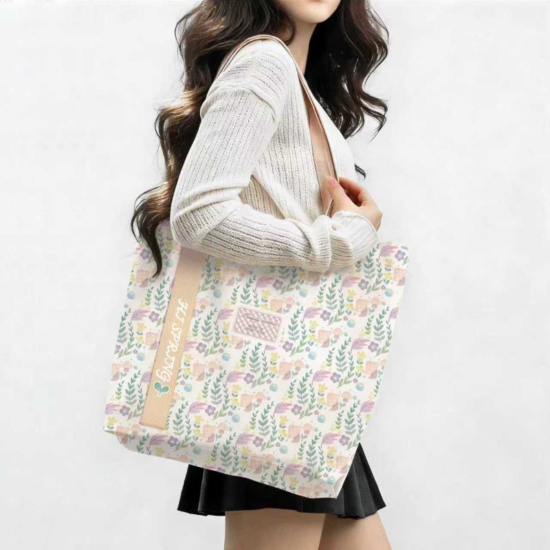 กระเป๋าผ้าแคนวาสลายดอกไม้ใหม่ล - Canvas Tote Designer บทวิจารณ์และราคา