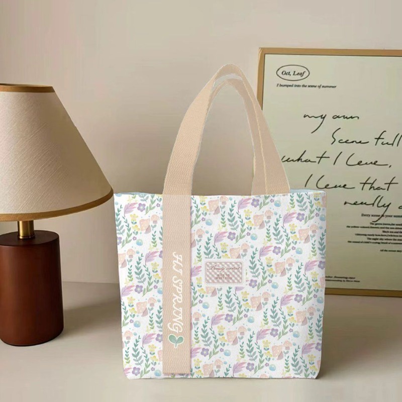 กระเป๋าผ้าแคนวาสลายดอกไม้ใหม่ล - Canvas Tote Designer บทวิจารณ์และราคา