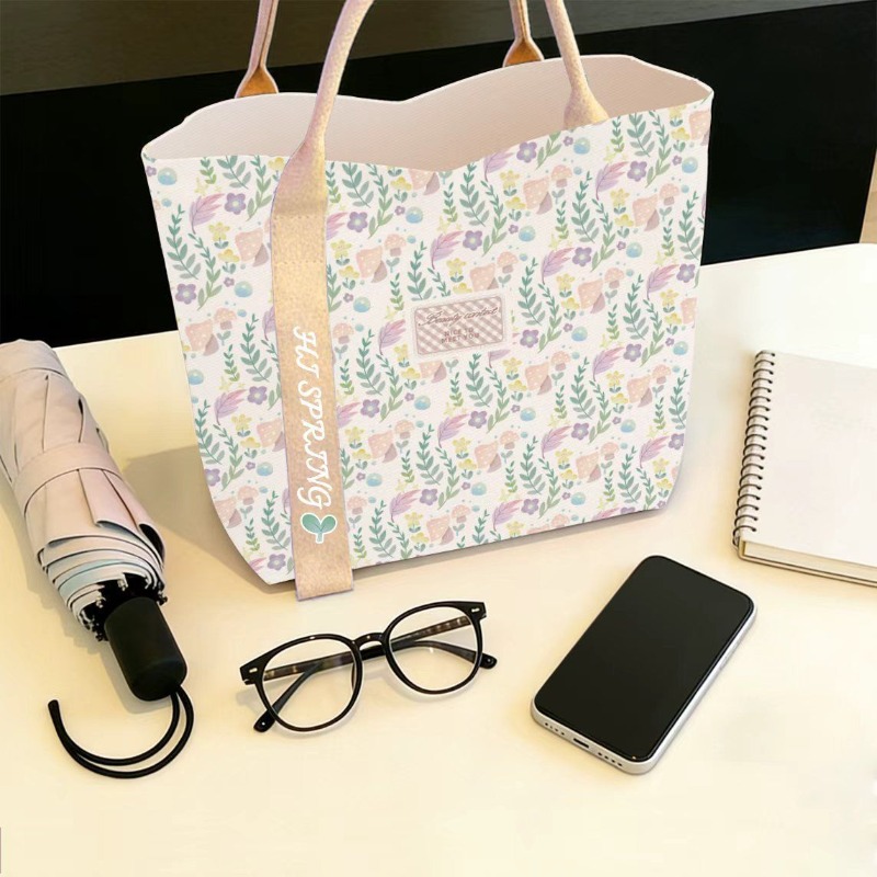 กระเป๋าผ้าแคนวาสลายดอกไม้ใหม่ล - Canvas Tote Designer บทวิจารณ์และราคา