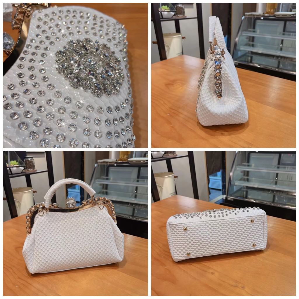 ใหม่Rhinestonesกระเป๋าผู้หญิงP - Structured Handbag Top Handle บทวิจารณ์และราคา