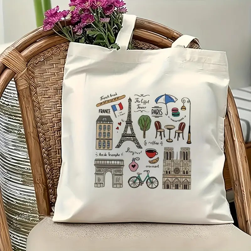 กระเป๋าเดินทางลายปารีสสำหรับผู - Canvas Tote Designer บทวิจารณ์และราคา