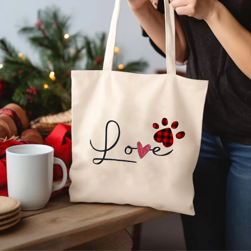 กระเป๋าผ้าแคนวาสลายรอยเท้าสุนั - Canvas Tote Designer บทวิจารณ์และราคา