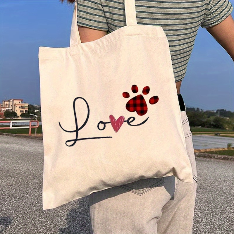 กระเป๋าผ้าแคนวาสลายรอยเท้าสุนั - Canvas Tote Designer บทวิจารณ์และราคา