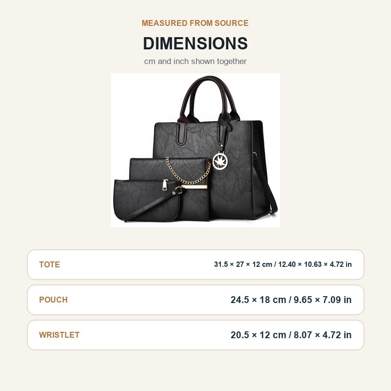 ชุดกระเป๋าถือผู้หญิง 3 ชิ้น กร - Structured Handbag Top Handle บทวิจารณ์และราคา