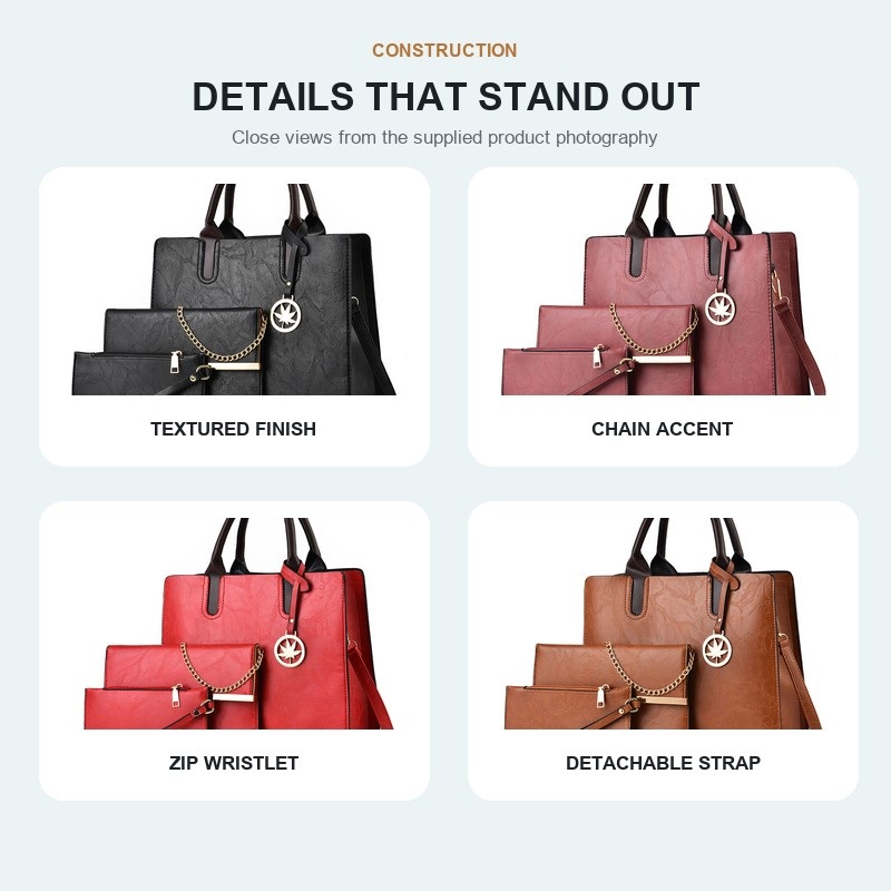 ชุดกระเป๋าถือผู้หญิง 3 ชิ้น กร - Structured Handbag Top Handle บทวิจารณ์และราคา