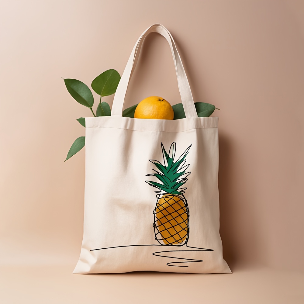 1 ชิ้น, กระเป๋าโท้ทลายสับปะรด  - Canvas Tote Designer บทวิจารณ์และราคา