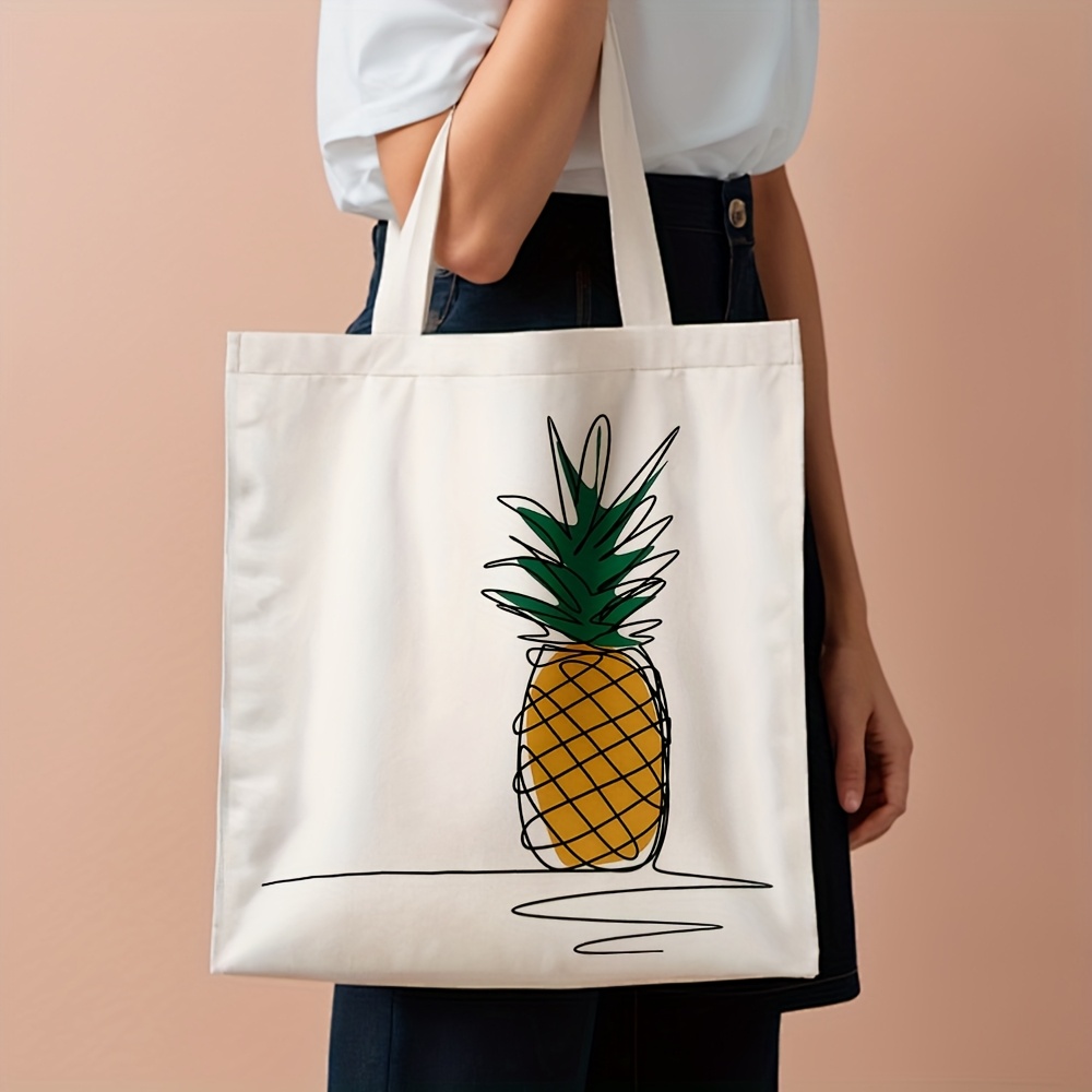1 ชิ้น, กระเป๋าโท้ทลายสับปะรด  - Canvas Tote Designer บทวิจารณ์และราคา