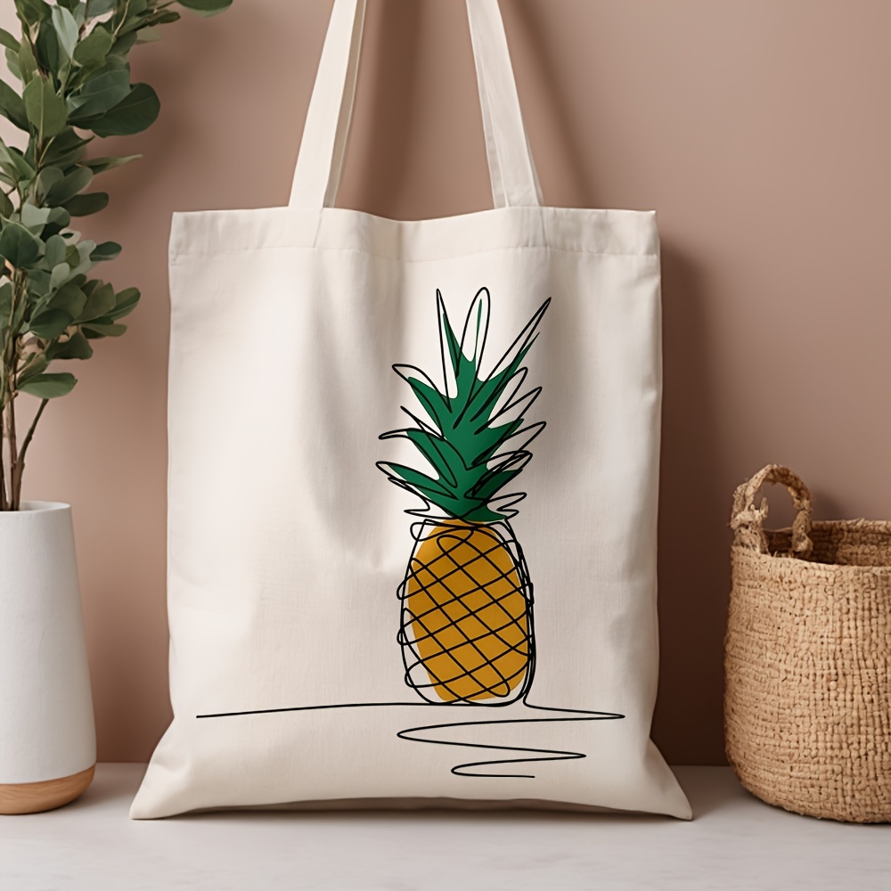 1 ชิ้น, กระเป๋าโท้ทลายสับปะรด  - Canvas Tote Designer บทวิจารณ์และราคา