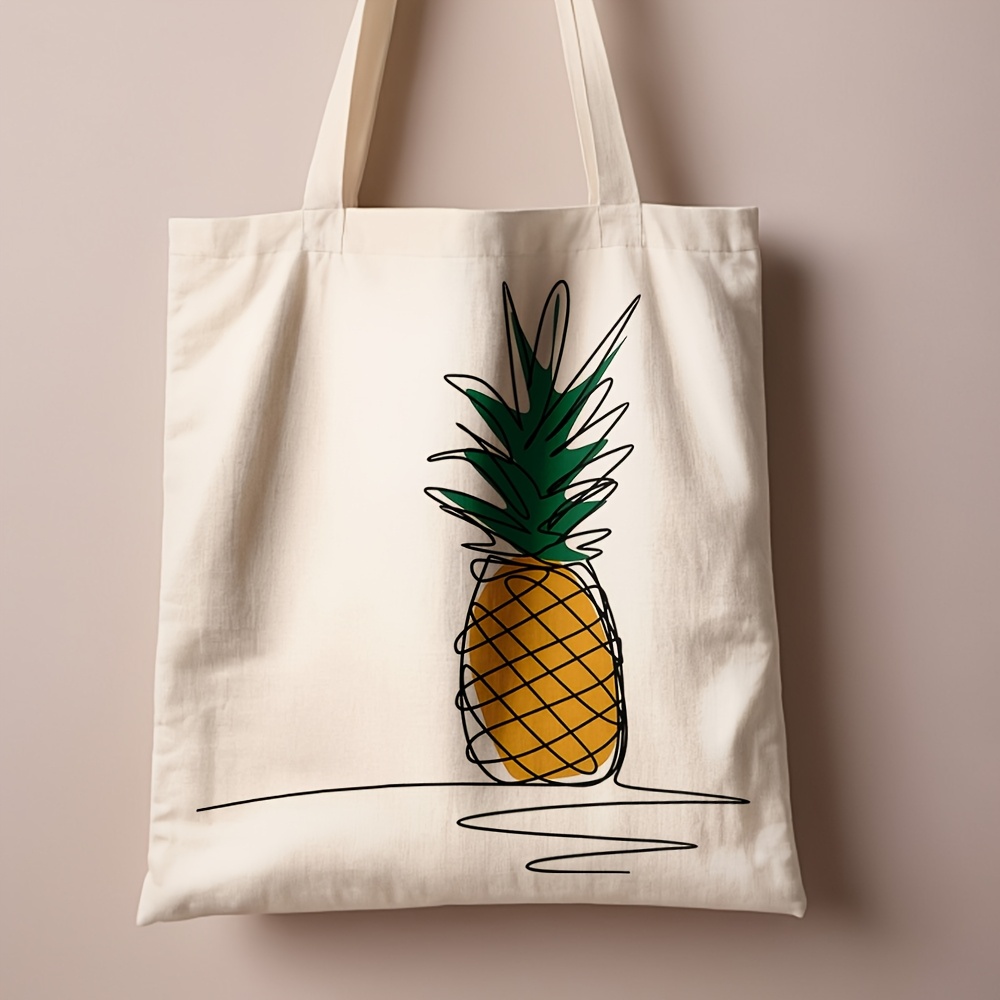 1 ชิ้น, กระเป๋าโท้ทลายสับปะรด  - Canvas Tote Designer บทวิจารณ์และราคา