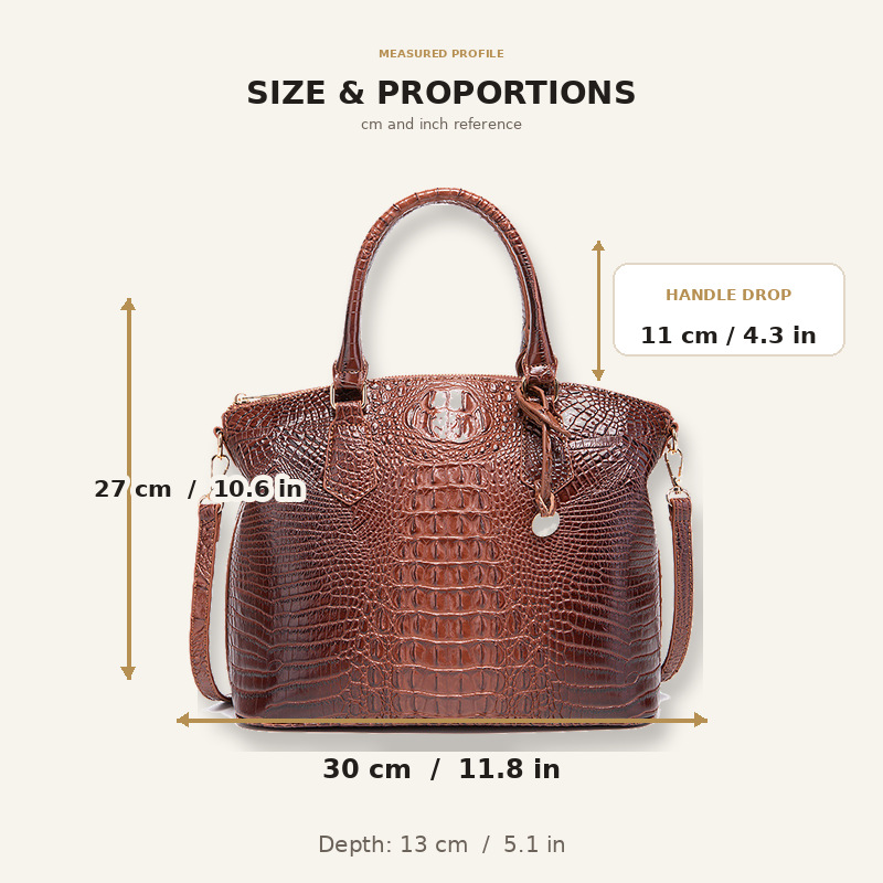 กระเป๋าถือผู้หญิงลายหนังจระเข้ - Structured Handbag Top Handle บทวิจารณ์และราคา