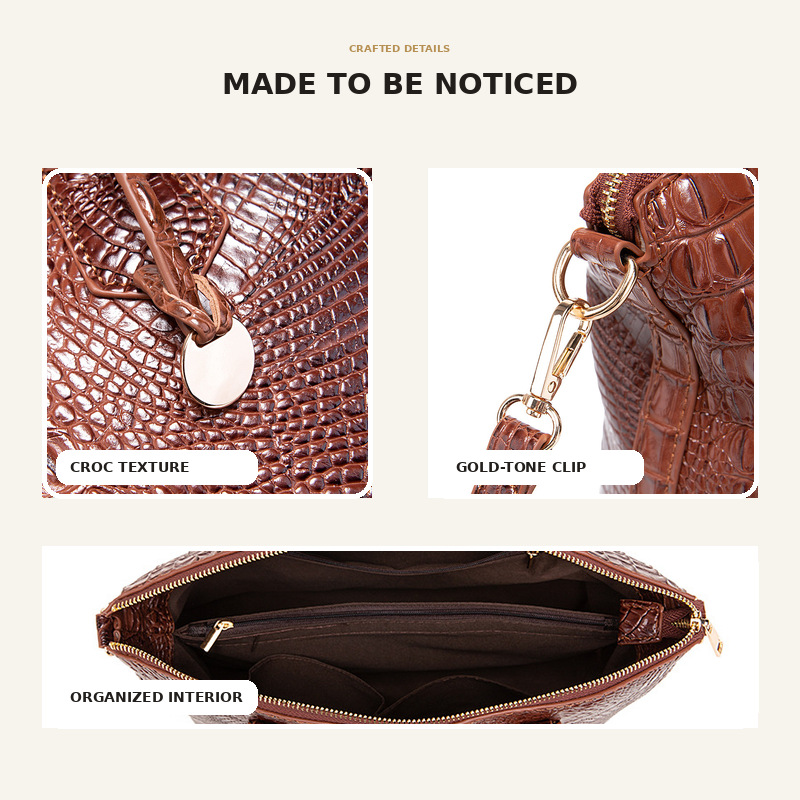 กระเป๋าถือผู้หญิงลายหนังจระเข้ - Structured Handbag Top Handle บทวิจารณ์และราคา